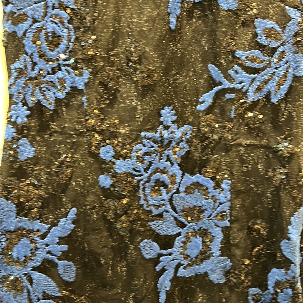 Karl Lagerfeld Paris Blue & Black floral sequin gown - Picture 3 of 8